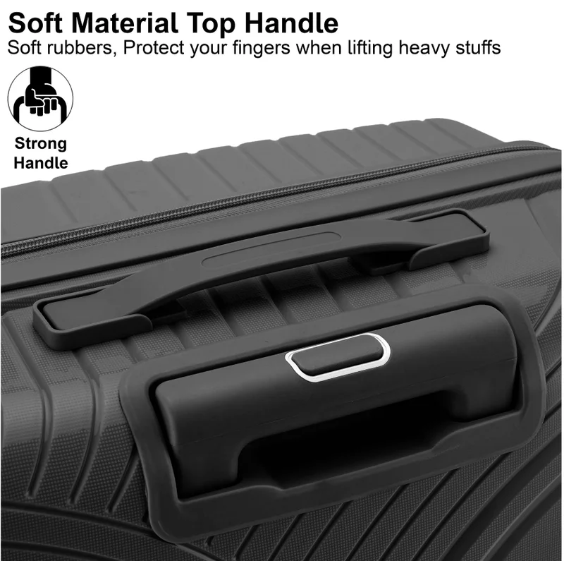 Senator  Unisex PP Fashion Trolley Luggage Set Lightweight Hard-Shell Spinner luggage with 4 Double Spinner Wheel and 3-Digit Combination Lock KH1010 Black  | Best Price UAE